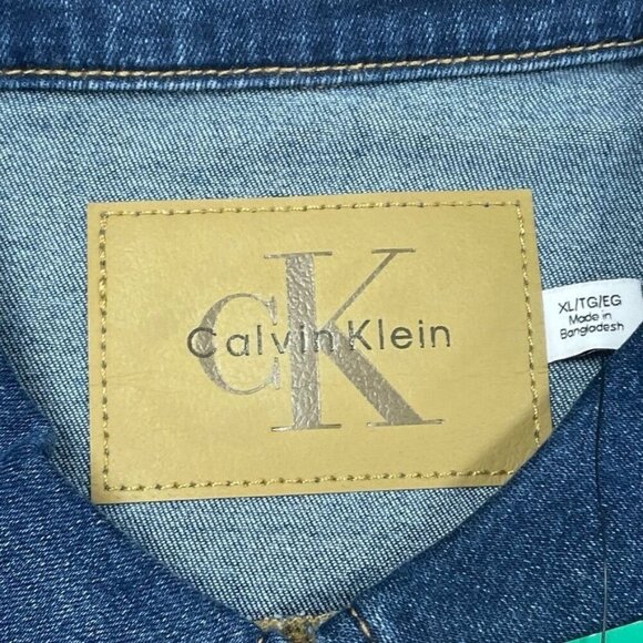Calvin Klein Denim Trucker Jacket Womens XL Lightweight Stylish Fit Blue d0178 - Picture 3 of 8